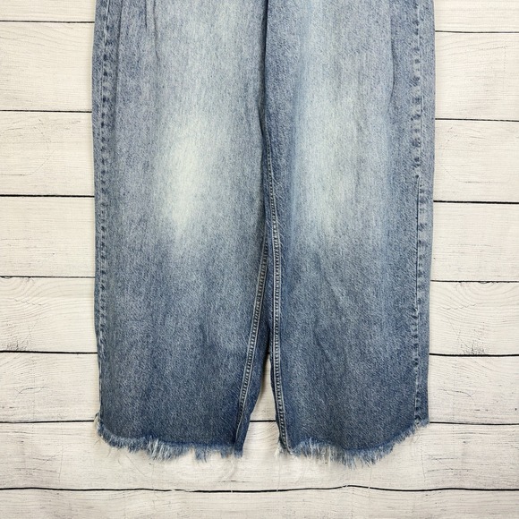 Free People Old West Slouchy Jeans Wide Leg Blue Denim Hi Rise We The Free Sz 27 - Picture 4 of 10